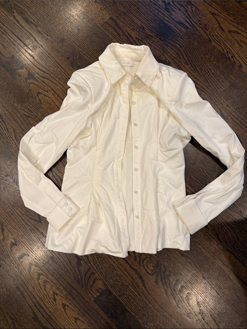 Meshki small Cream Button-Front Shirt Jacket fair